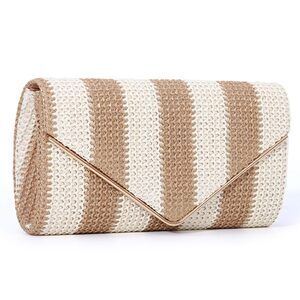 Woven Straw Crossbody Clutch for Summer Beach and Evening Events